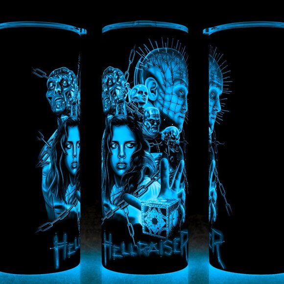 Glow in the Dark  Hellraiser Pinhead Horror Movie Cup Mug Tumbler 20oz - Picture 1 of 4